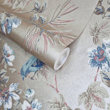 Rosemore Taupe Metallic Luxury Bird Wallpaper