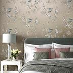 Rosemore Taupe Metallic Luxury Bird Wallpaper