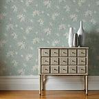 Fairhaven Duck Egg Blue Luxury Floral Wallpaper
