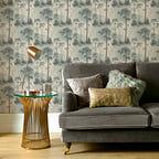 Prior Park Duck Egg Blue Luxury Tree Wallpaper - 1601-102-02
