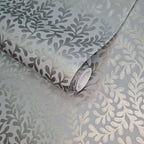 Audley Duck Egg Blue Luxury Leaf Wallpaper - 1601-104-04