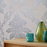 Hampton Silver Luxury Damask Wallpaper - 1601-106-01