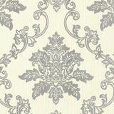 Hampton Silver Luxury Damask Wallpaper - 1601-106-01
