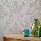 Hampton Ivory Cream Luxury Damask Wallpaper - 1601-106-03
