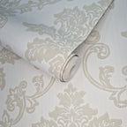 Hampton Ivory Cream Luxury Damask Wallpaper - 1601-106-03