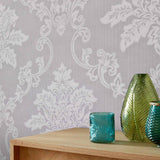Hampton Grey Luxury Damask Wallpaper - 1601-106-05