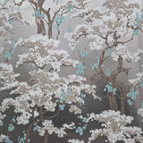Harewood Foil Silver Luxury Chinoiserie Wallpaper - 1602-100-01
