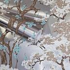 Harewood Foil Silver Luxury Chinoiserie Wallpaper - 1602-100-01