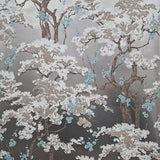 Harewood Foil Silver Luxury Chinoiserie Wallpaper - 1602-100-01