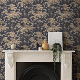 Harewood Navy Blue Luxury Chinoiserie Wallpaper - 1602-100-05