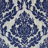 Faversham Navy Blue Luxury Flock Wallpaper - 1602-101-03