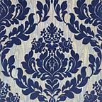 Faversham Navy Blue Luxury Flock Wallpaper - 1602-101-03