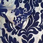 Faversham Navy Blue Luxury Flock Wallpaper - 1602-101-03