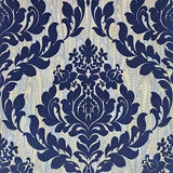 Faversham Navy Blue Luxury Flock Wallpaper - 1602-101-03