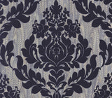 Faversham Navy Blue Luxury Flock Wallpaper - 1602-101-03