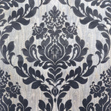 Faversham Charcoal Black Luxury Flock Wallpaper - 1602-101-04