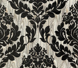 Faversham Charcoal Black Luxury Flock Wallpaper - 1602-101-04