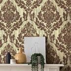 Faversham Moss Green Luxury Flock Wallpaper - 1602-101-05
