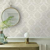 Broughton Natural Luxury Damask Wallpaper - 1602-104-01