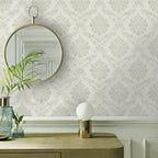 Broughton Natural Luxury Damask Wallpaper - 1602-104-01