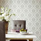 Broughton Grey Luxury Damask Wallpaper - 1602-104-04