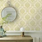 Broughton Lime Green Luxury Damask Wallpaper - 1602-104-05