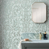 Avington Duck Egg Blue Luxury Moire Wallpaper - 1602-105-02