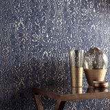 Avington Navy Blue Luxury Moire Wallpaper - 1602-105-06