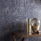 Avington Navy Blue Luxury Moire Wallpaper - 1602-105-06