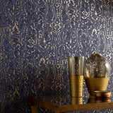 Avington Navy Blue Luxury Moire Wallpaper - 1602-105-06