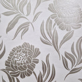 Chatsworth Ivory Cream and Metallic Luxury Floral Wallpaper - 1602-106-04