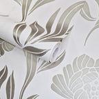 Chatsworth Ivory Cream and Metallic Luxury Floral Wallpaper - 1602-106-04