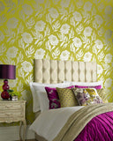 Chatsworth Lime Green Luxury Floral Wallpaper - 1602-106-05