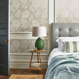 Chatsworth Taupe Metallic Luxury Floral Wallpaper - 1602-106-06