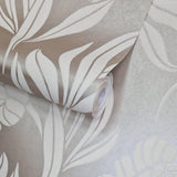 Chatsworth Taupe Metallic Luxury Floral Wallpaper - 1602-106-06