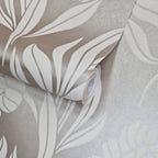 Chatsworth Taupe Metallic Luxury Floral Wallpaper - 1602-106-06