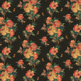 Madama Butterfly Ebony Black Luxury Floral Wallpaper
