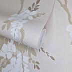 Leonora Ivory Neutral Luxury Floral Wallpaper