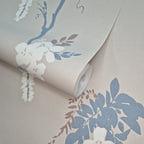 Leonora Denim Grey Neutral Luxury Floral Wallpaper