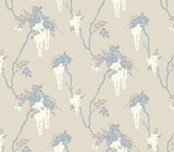 Leonora Denim Grey Neutral Luxury Floral Wallpaper