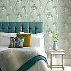 Leonora Teal Green Luxury Floral Wallpaper