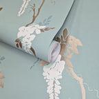 Leonora Teal Green Luxury Floral Wallpaper
