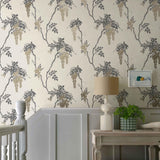 Leonora Gold and Black Luxury Floral Wallpaper