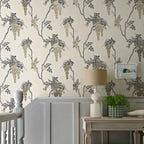 Leonora Gold and Black Luxury Floral Wallpaper