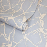 Glaze Denim Blue Luxury Geometric Wallpaper