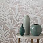 Verdi Ivory Cream Luxury Flock Wallpaper