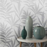 Verdi Silver Luxury Leaf Wallpaper