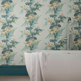 Aurora Seafoam Green Luxury Floral Wallpaper