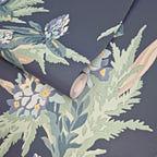 Aurora Lagoon Blue Luxury Floral Wallpaper