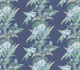 Aurora Lagoon Blue Luxury Floral Wallpaper